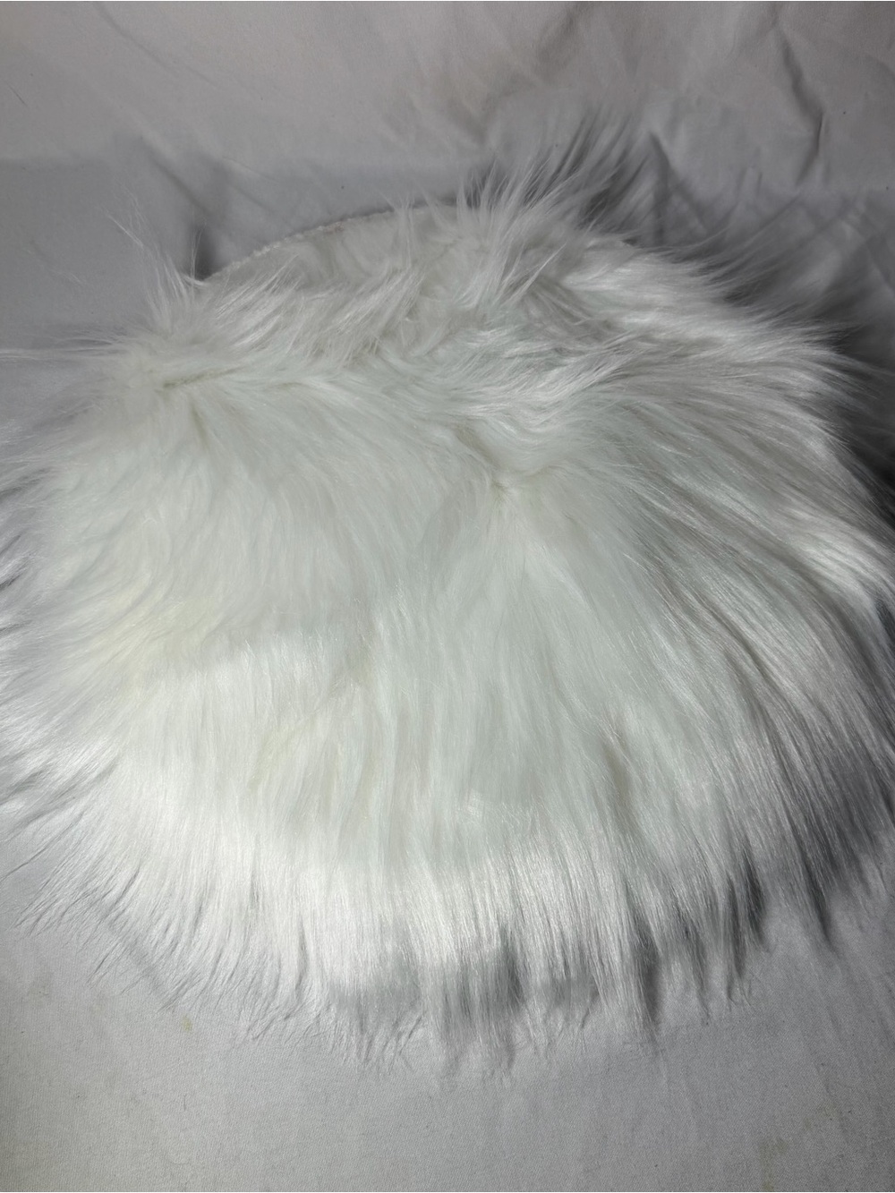 Plush White Faux Fur Round Display
